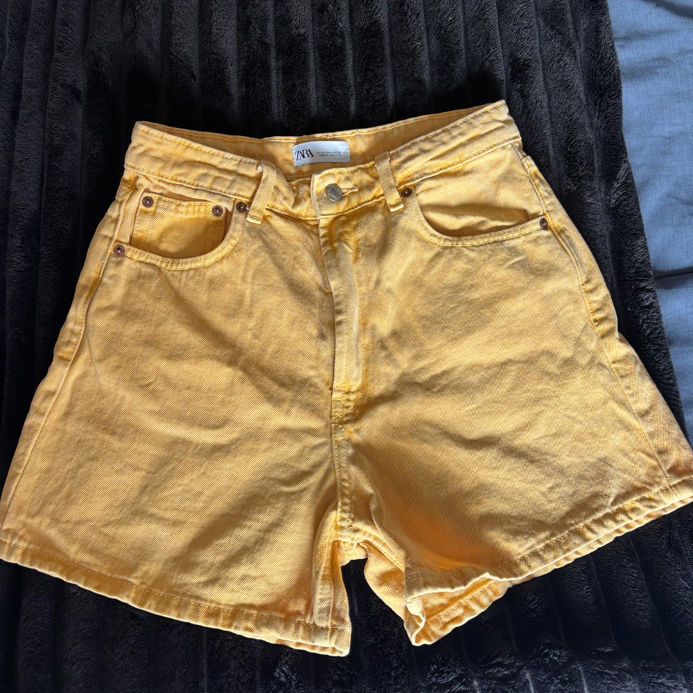 Zara Yellow Denim Women Shorts